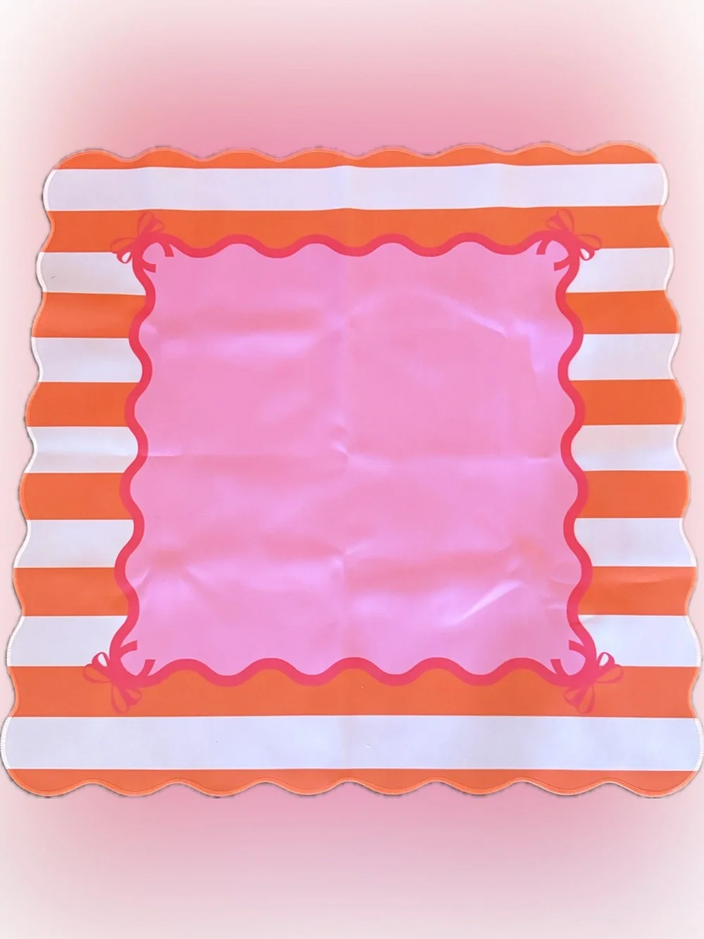 Pink and Orange Scalloped Mahjong Mat 31.5